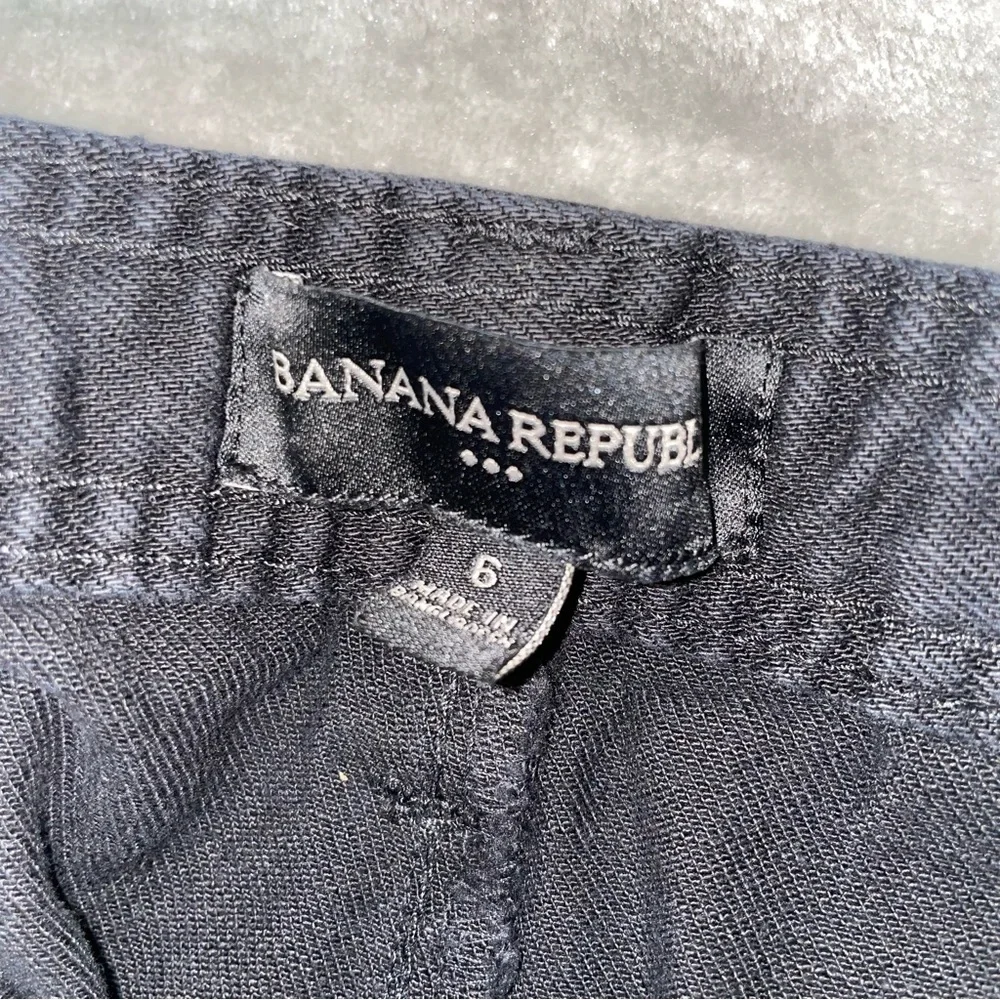 Banana Republic Black High Rise Tapered Cargo Pants Belted Denim Size 6